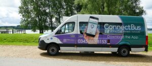 Photo of teal and purple ConnectBus