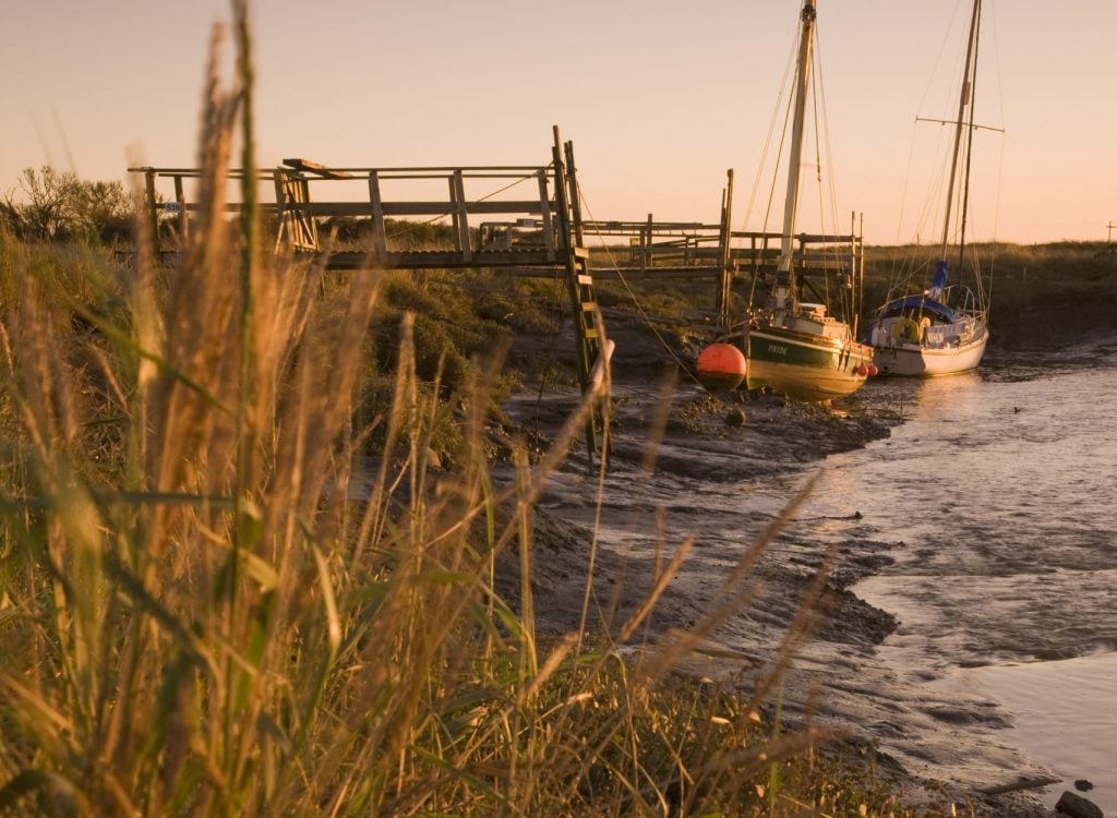 Sailing boats at Gibralta Point near Skegness on Lincolnshire coast.